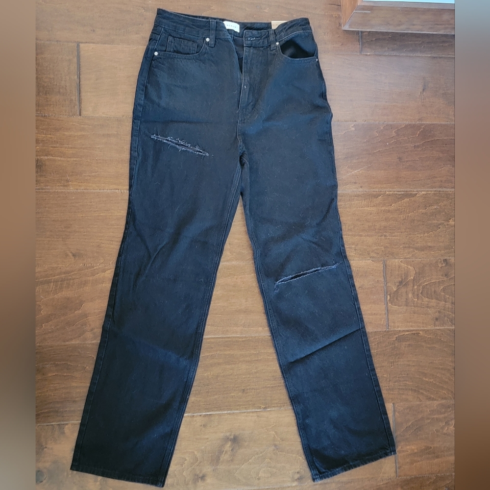 PacSun long black jeans, zip up with single button, slits un knee and thigh new